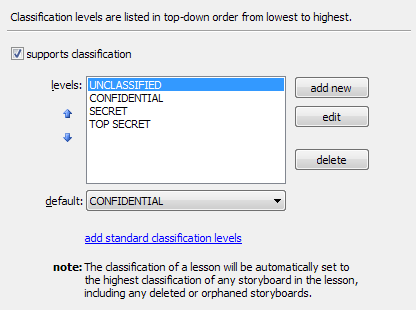 CCT Classification Project Properties Tab